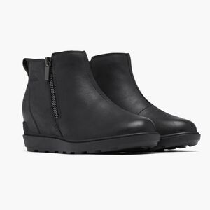 SOREL Evie II Zip Waterproof Ankle Boot Wedge Sz 6 Black NEW